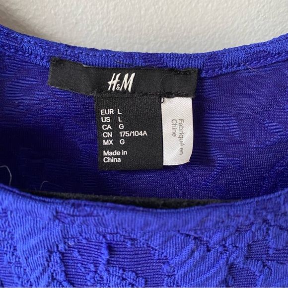 Royal blue printed long sleeved mini dress - Picture 3 of 5